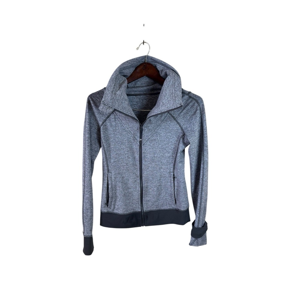 Lululemon Be Present Jacket Size 6 Heathered Gray Wren W4G39S Zip Funnel Collar